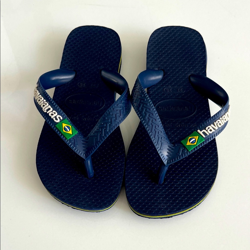 Havaianas Dark Blue Flip Flops with Logo